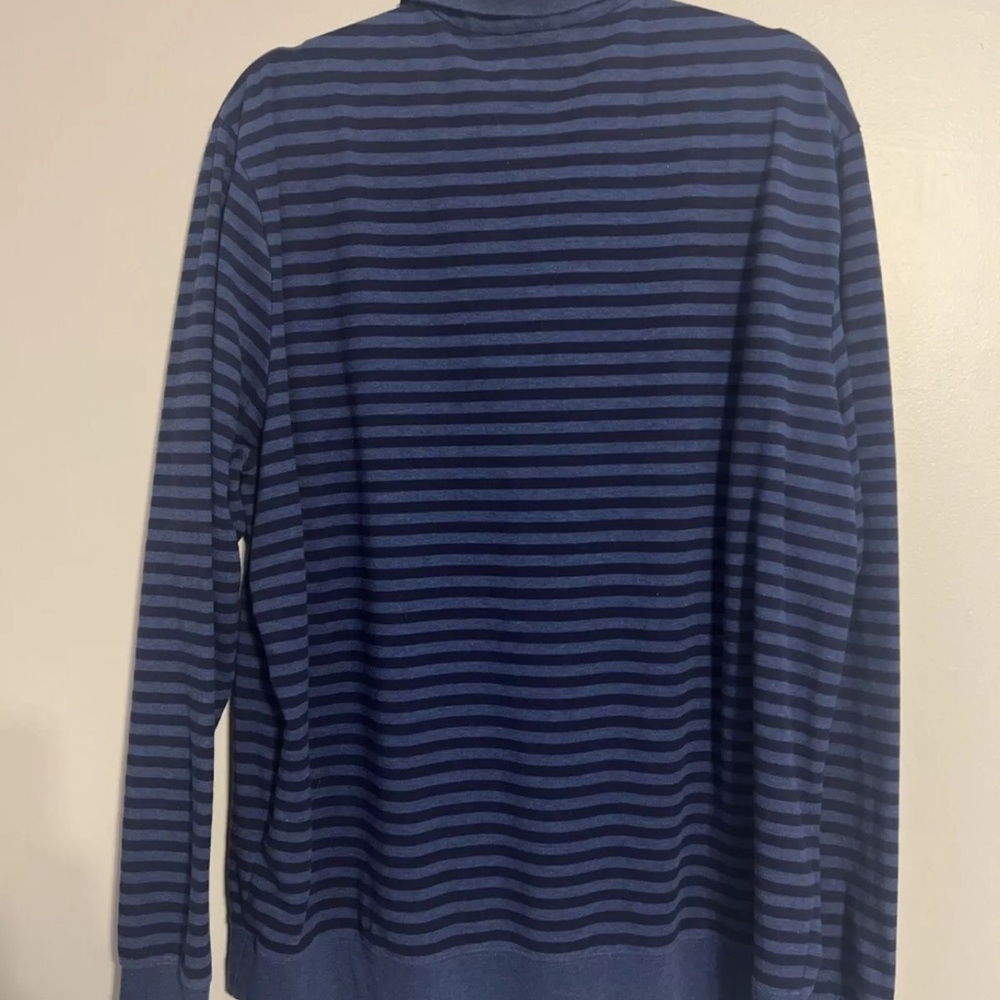 Polo Ralph Lauren Golf Men’s Long Sleeve 1/4 Zip Blue Striped Cotton XL - Picture 2 of 4